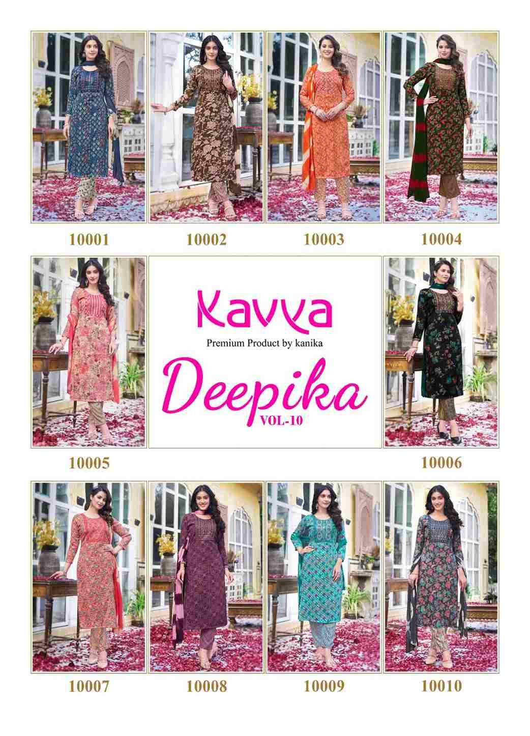 Deepika Vol-10 By Kavya 10001 To 10010 Series Beautiful Festive Suits Colorful Stylish Fancy Casual Wear & Ethnic Wear Capsule Print Dresses At Wholesale Price