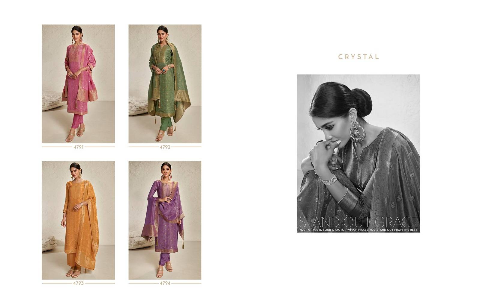 Crystal By Charmy 1001 To 1004 Series Festive Suits Beautiful Fancy Colorful Stylish Party Wear & Occasional Wear Jacquard Dresses At Wholesale Price
