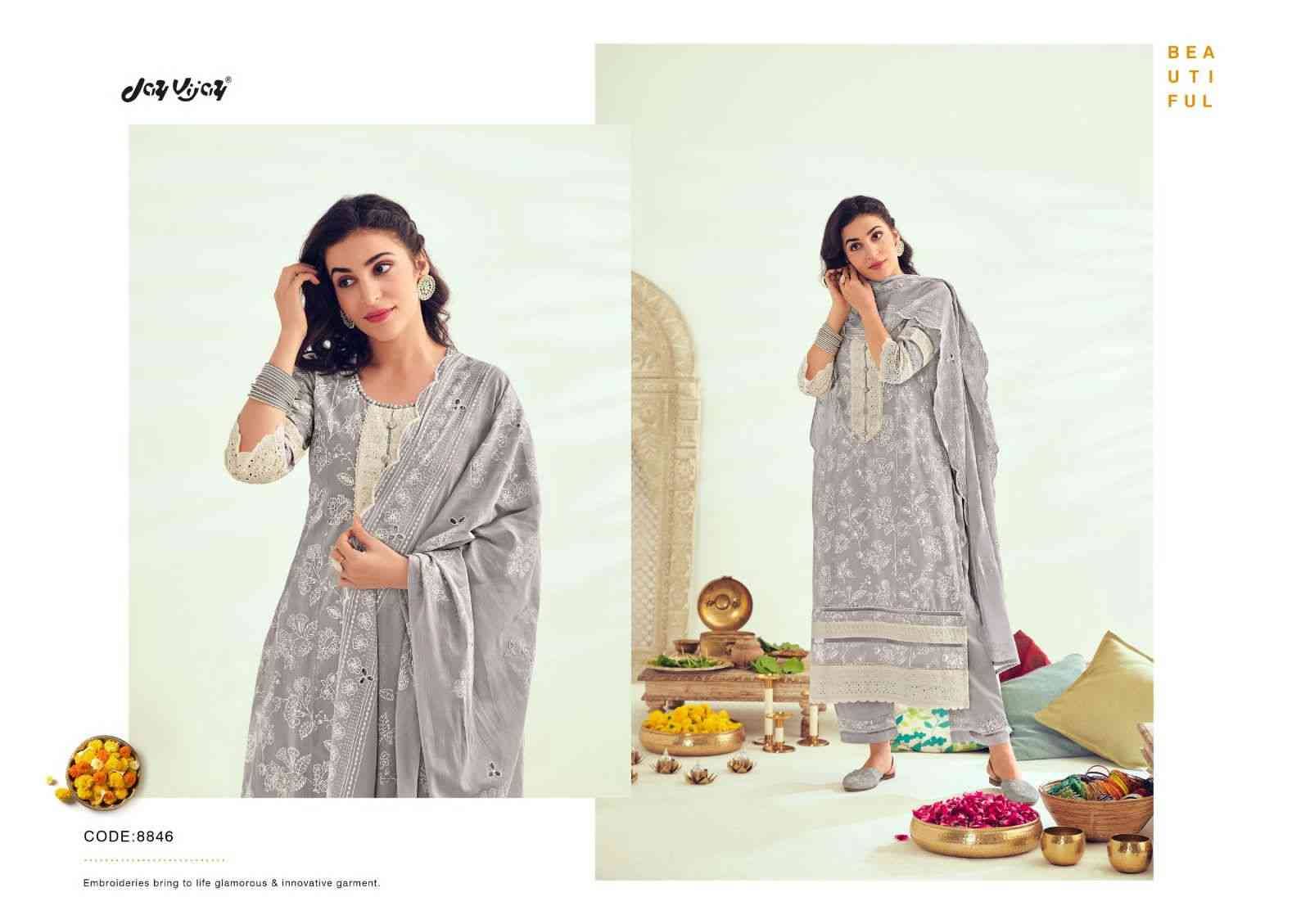 Lamha By Jay Vijay Prints 8841 To 8846 Series Beautiful Festive Suits Colorful Stylish Fancy Casual Wear & Ethnic Wear Pure Cotton Embroidered Dresses At Wholesale Price