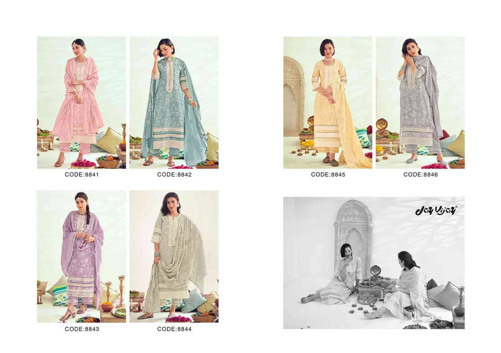 Lamha By Jay Vijay Prints 8841 To 8846 Series Beautiful Festive Suits Colorful Stylish Fancy Casual Wear & Ethnic Wear Pure Cotton Embroidered Dresses At Wholesale Price