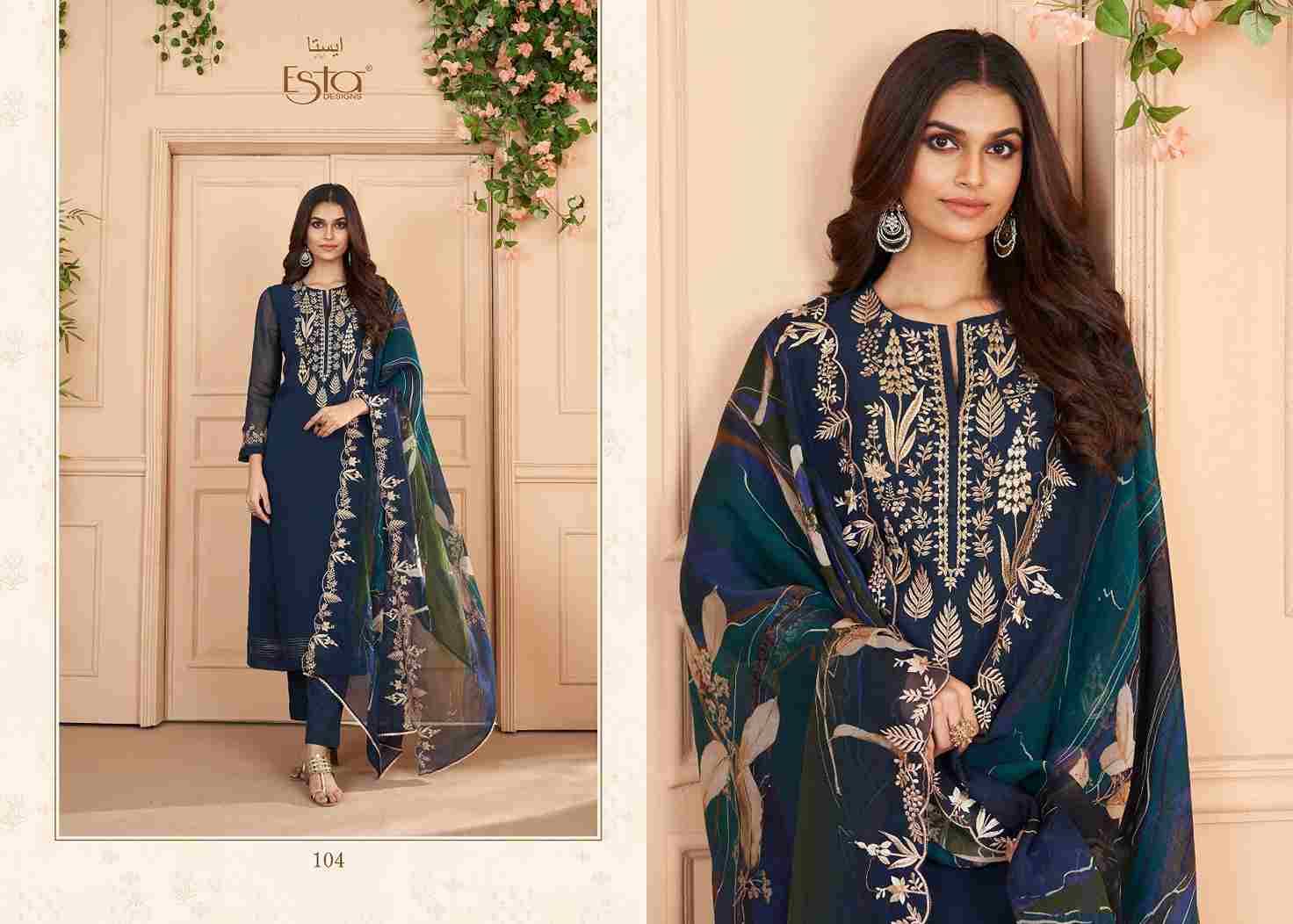 Auram By Esta Designs 101 To 106 Series Beautiful Festive Suits Colorful Stylish Fancy Casual Wear & Ethnic Wear Organza Silk Dresses At Wholesale Price