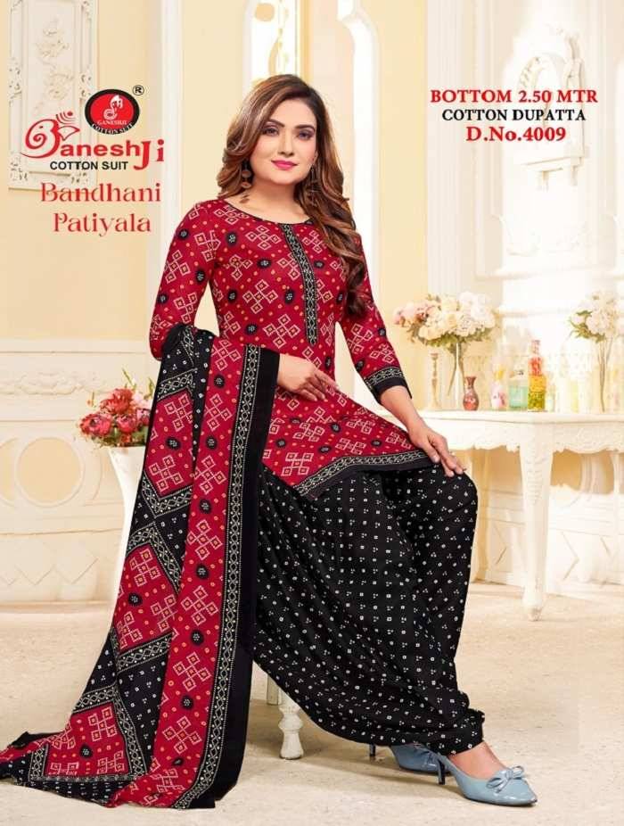 Bandhani Patiyala Vol-4 By Ganeshji 4001 To 4010 Series Beautiful Festive Suits Colorful Stylish Fancy Casual Wear & Ethnic Wear Heavy Cotton Print Dresses At Wholesale Price