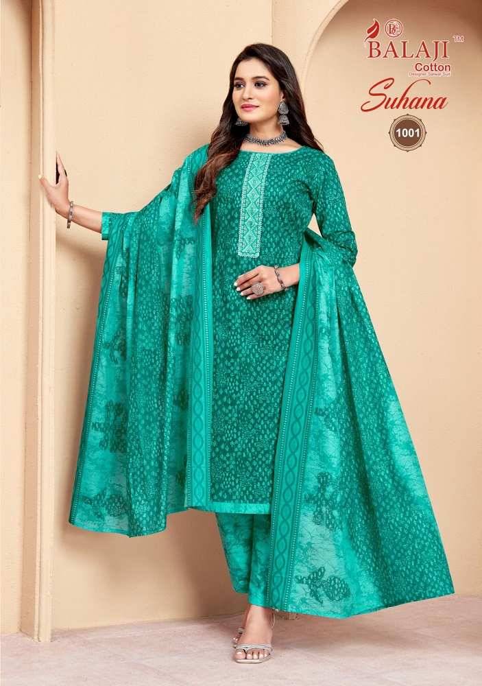 Suhana Vol-1 By Balaji Cotton 1001 To 1008 Series Beautiful Festive Suits Colorful Stylish Fancy Casual Wear & Ethnic Wear Pure Cotton Print Dresses At Wholesale Price