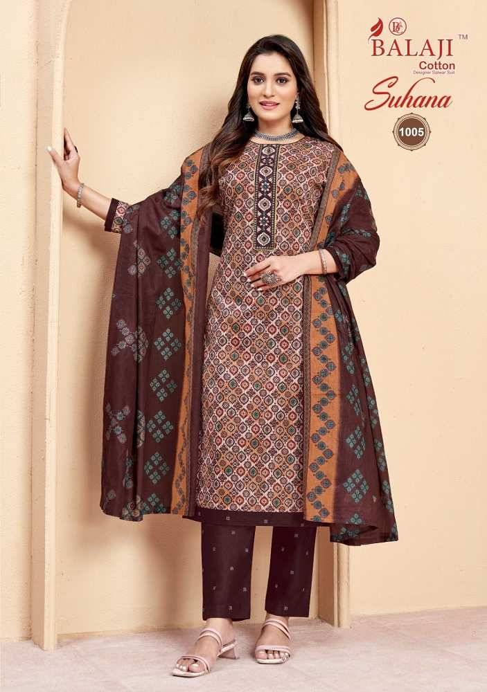Suhana Vol-1 By Balaji Cotton 1001 To 1008 Series Beautiful Festive Suits Colorful Stylish Fancy Casual Wear & Ethnic Wear Pure Cotton Print Dresses At Wholesale Price