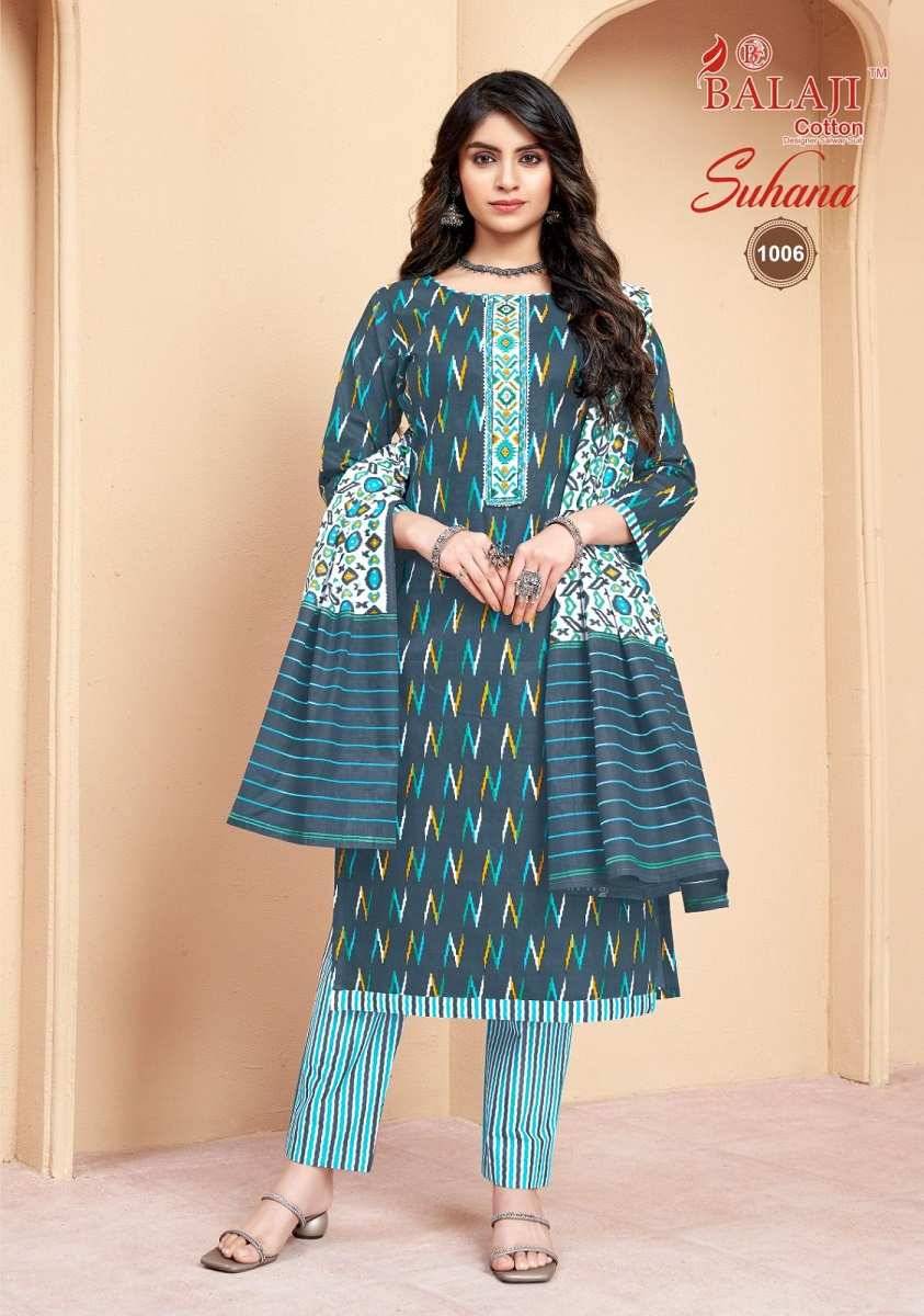 Suhana Vol-1 By Balaji Cotton 1001 To 1008 Series Beautiful Festive Suits Colorful Stylish Fancy Casual Wear & Ethnic Wear Pure Cotton Print Dresses At Wholesale Price