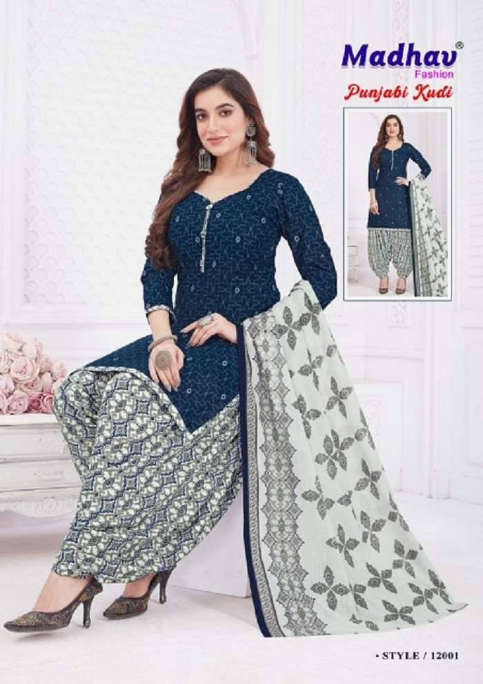 Punjabi Kudi Vol-12 By Madhav Fashion 12001 To 12010 Series Beautiful Festive Suits Colorful Stylish Fancy Casual Wear & Ethnic Wear Pure Cotton Print Dresses At Wholesale Price