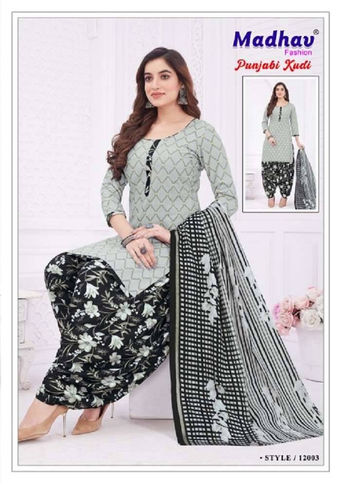 Punjabi Kudi Vol-12 By Madhav Fashion 12001 To 12010 Series Beautiful Festive Suits Colorful Stylish Fancy Casual Wear & Ethnic Wear Pure Cotton Print Dresses At Wholesale Price