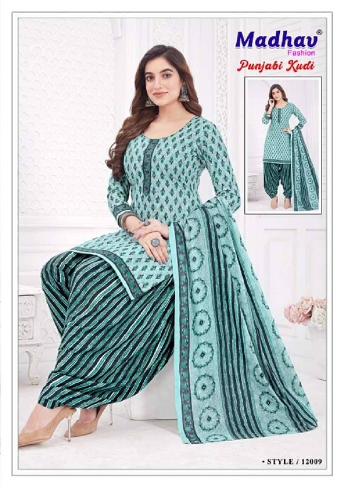 Punjabi Kudi Vol-12 By Madhav Fashion 12001 To 12010 Series Beautiful Festive Suits Colorful Stylish Fancy Casual Wear & Ethnic Wear Pure Cotton Print Dresses At Wholesale Price