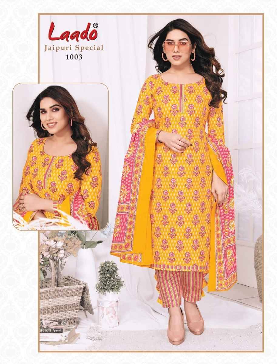 Jaipuri Special Vol-1 By Laado 1001 To 1010 Series Beautiful Festive Suits Colorful Stylish Fancy Casual Wear & Ethnic Wear Pure Cotton Print Dresses At Wholesale Price