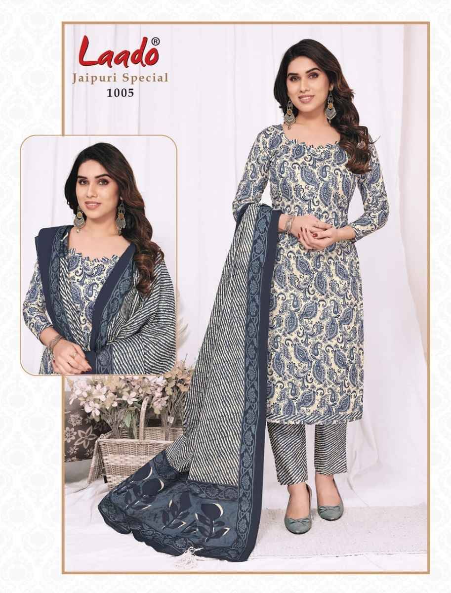 Jaipuri Special Vol-1 By Laado 1001 To 1010 Series Beautiful Festive Suits Colorful Stylish Fancy Casual Wear & Ethnic Wear Pure Cotton Print Dresses At Wholesale Price