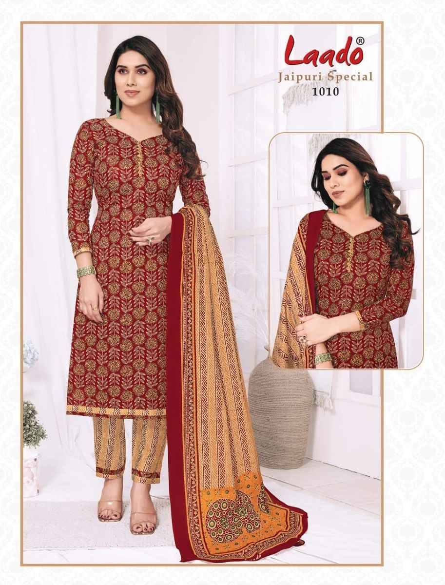 Jaipuri Special Vol-1 By Laado 1001 To 1010 Series Beautiful Festive Suits Colorful Stylish Fancy Casual Wear & Ethnic Wear Pure Cotton Print Dresses At Wholesale Price