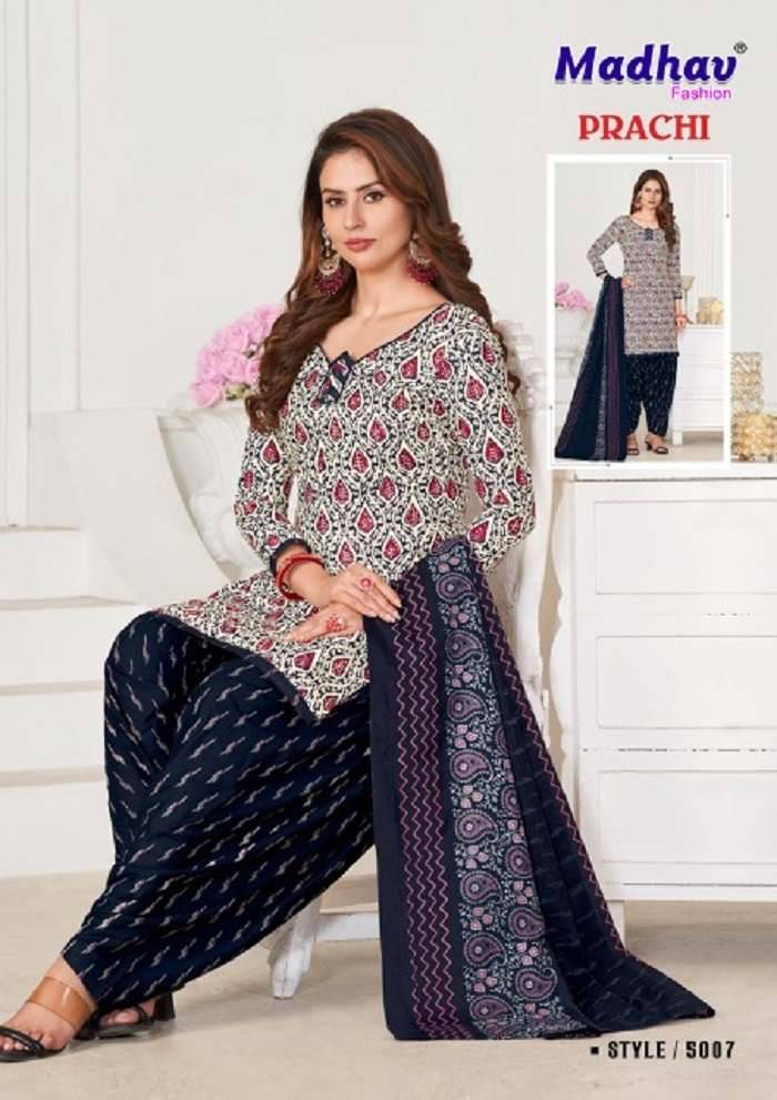 Prachi Vol-5 By Madhav Fashion 5001 To 5010 Series Beautiful Festive Suits Colorful Stylish Fancy Casual Wear & Ethnic Wear Pure Cotton Print Dresses At Wholesale Price
