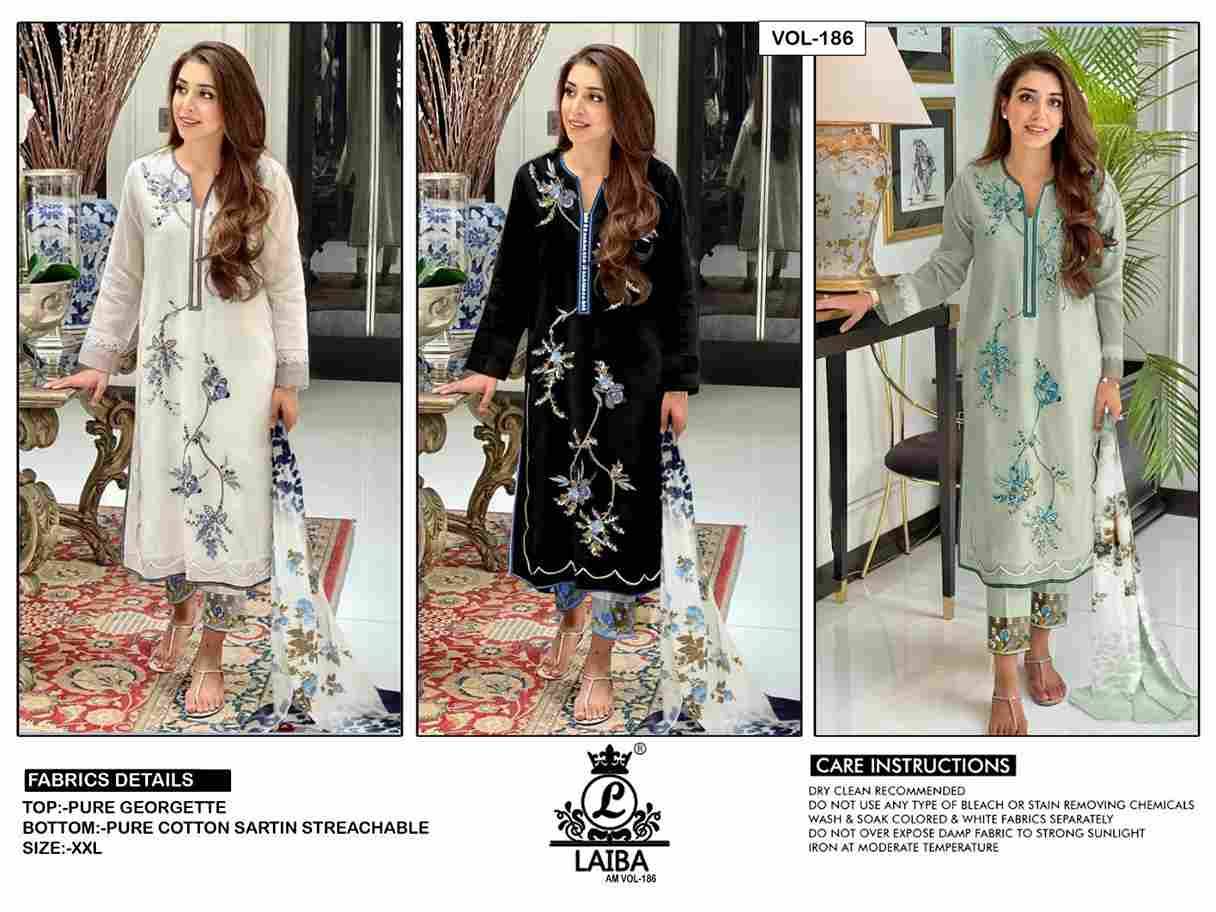 AM Vol-286 By Laiba 286-A To 286-C Series Designer Festive Pakistani Suits Collection Beautiful Stylish Fancy Colorful Party Wear & Occasional Wear Pure Georgette Embroidered Dresses At Wholesale Price