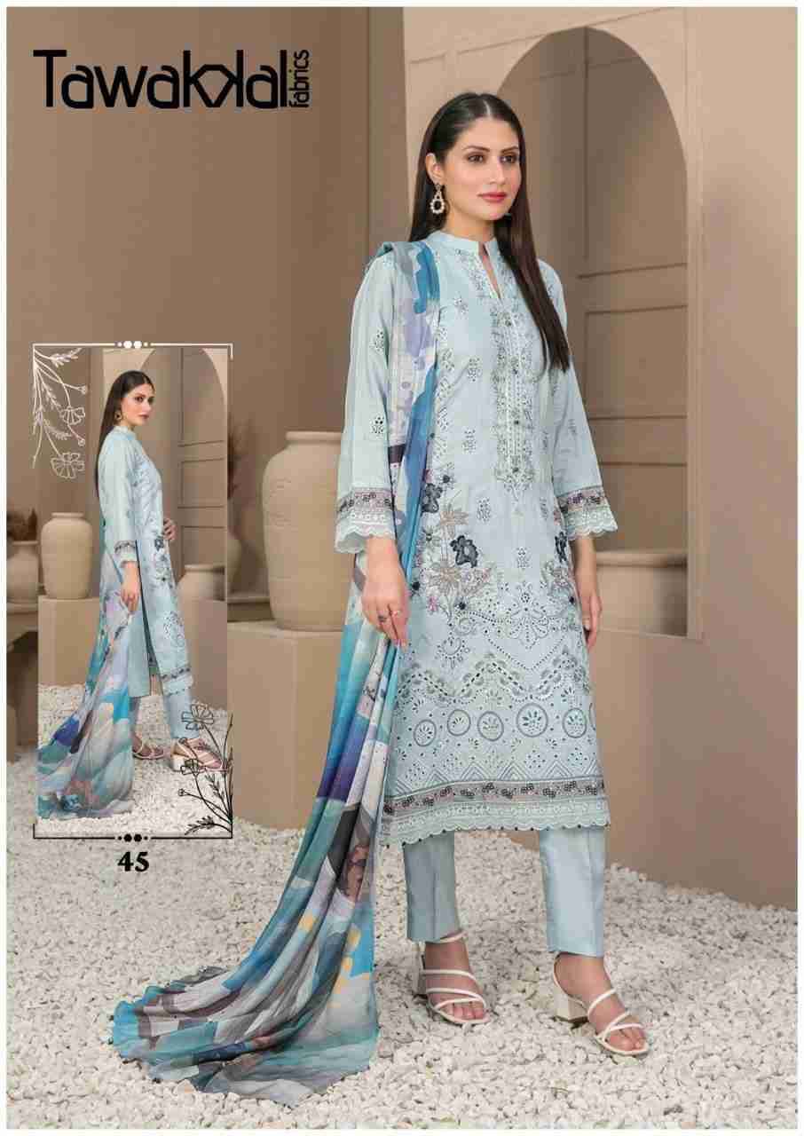 Mehroz Vol-5 By Tawakkal Fab 41 To 50 Series Designer Festive Suits Beautiful Stylish Fancy Colorful Party Wear & Occasional Wear Pure Cotton Dresses At Wholesale Price