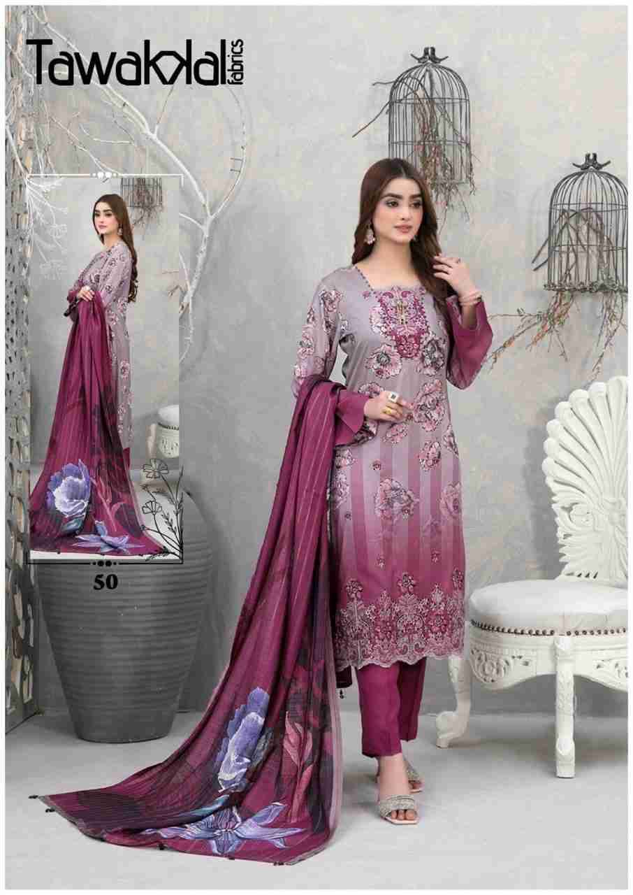Mehroz Vol-5 By Tawakkal Fab 41 To 50 Series Designer Festive Suits Beautiful Stylish Fancy Colorful Party Wear & Occasional Wear Pure Cotton Dresses At Wholesale Price