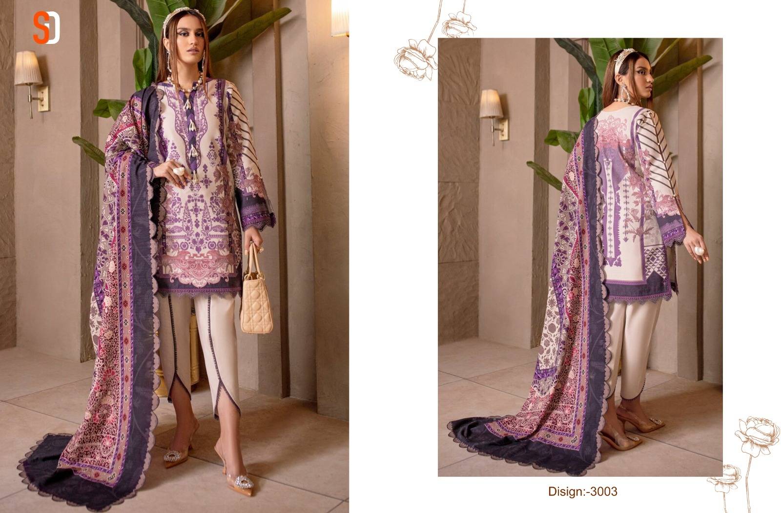Chevron Vol-3 By Shraddha Designer 3001 To 3006 Series Beautiful Pakistani Suits Stylish Fancy Colorful Party Wear & Occasional Wear Lawn Cotton Print Embroidered Dresses At Wholesale Price