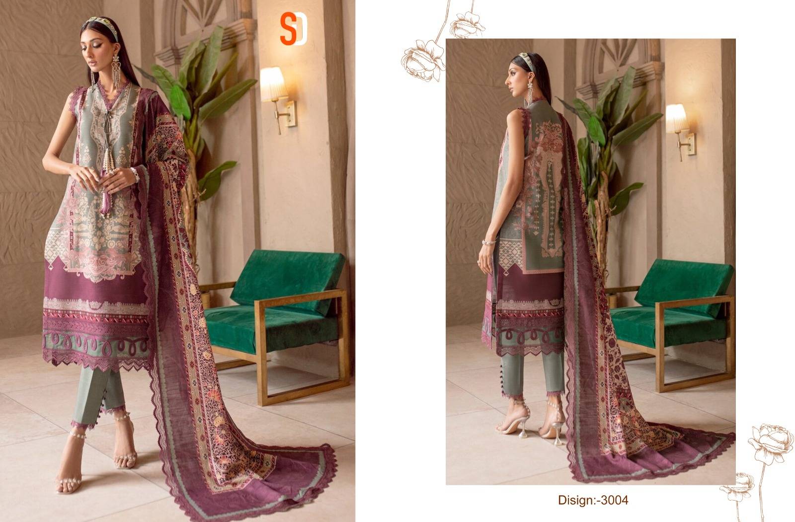 Chevron Vol-3 By Shraddha Designer 3001 To 3006 Series Beautiful Pakistani Suits Stylish Fancy Colorful Party Wear & Occasional Wear Lawn Cotton Print Embroidered Dresses At Wholesale Price
