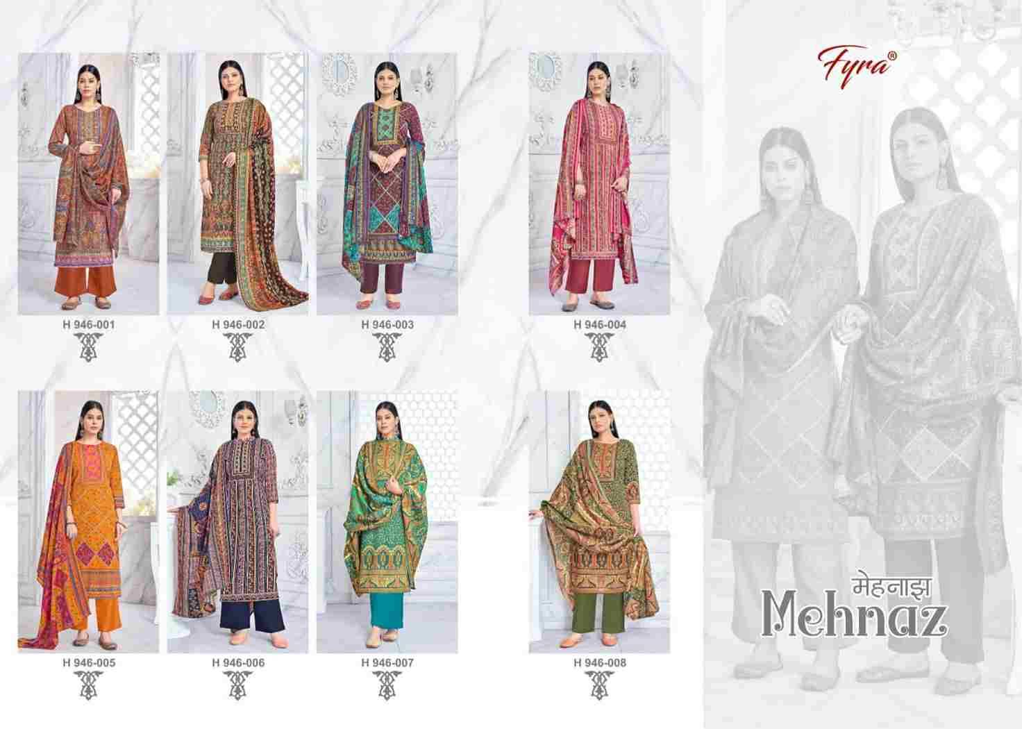 Mehnaz By Fyra 946-001 To 946-008 Series Beautiful Festive Suits Colorful Stylish Fancy Casual Wear & Ethnic Wear Pure Pashmina With Embroidered Dresses At Wholesale Price