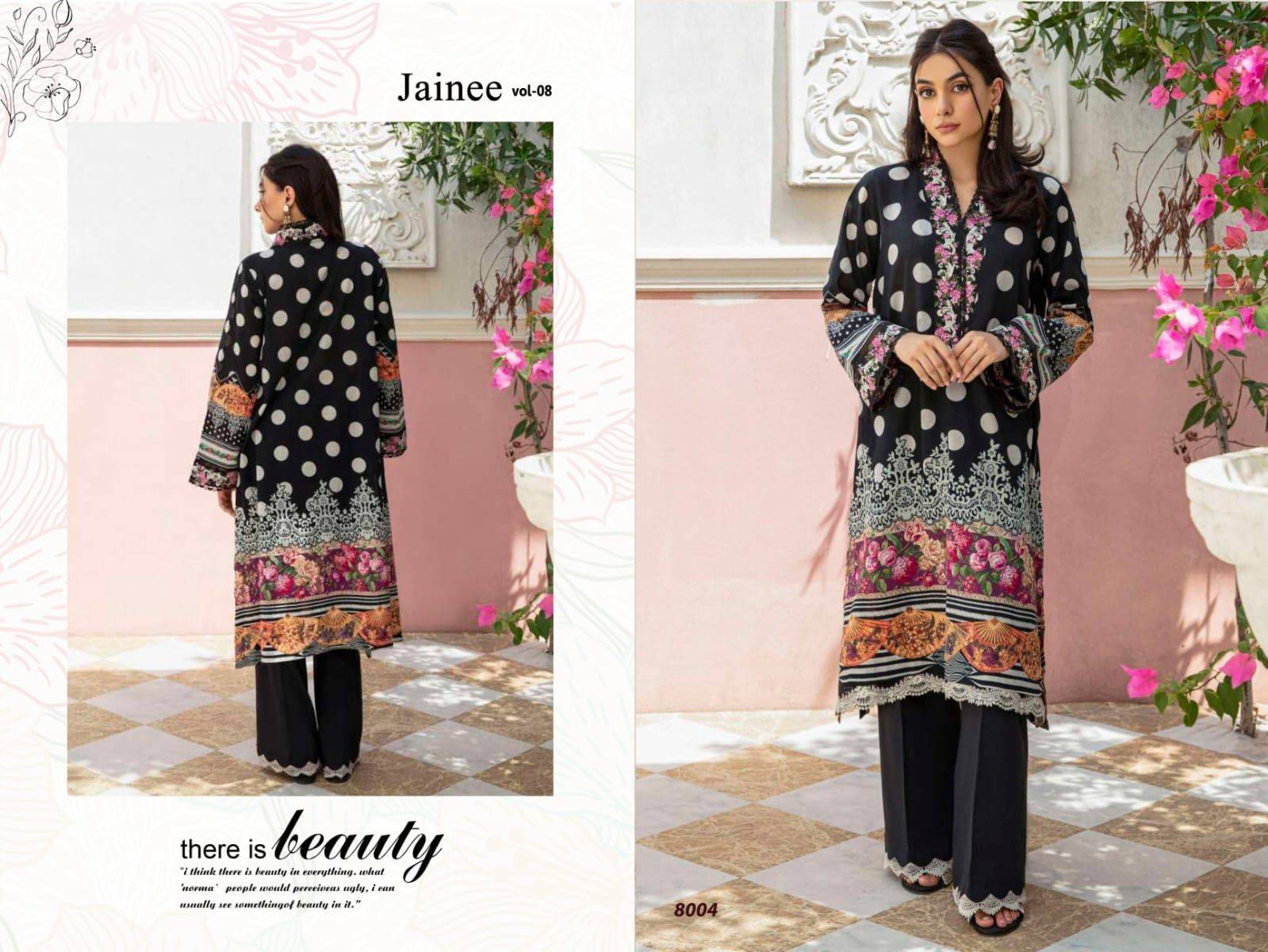 Jainee Vol-8 By Agha Noor 8001 To 8006 Series Beautiful Festive Suits Stylish Fancy Colorful Casual Wear & Ethnic Wear Lawn Cotton Print Dresses At Wholesale Price