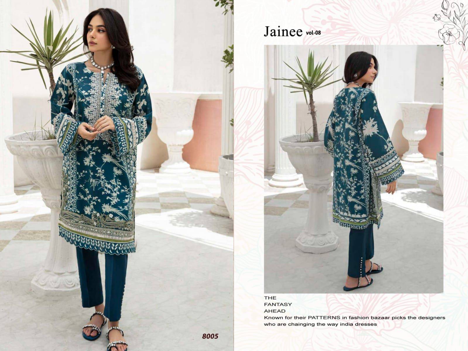 Jainee Vol-8 By Agha Noor 8001 To 8006 Series Beautiful Festive Suits Stylish Fancy Colorful Casual Wear & Ethnic Wear Lawn Cotton Print Dresses At Wholesale Price
