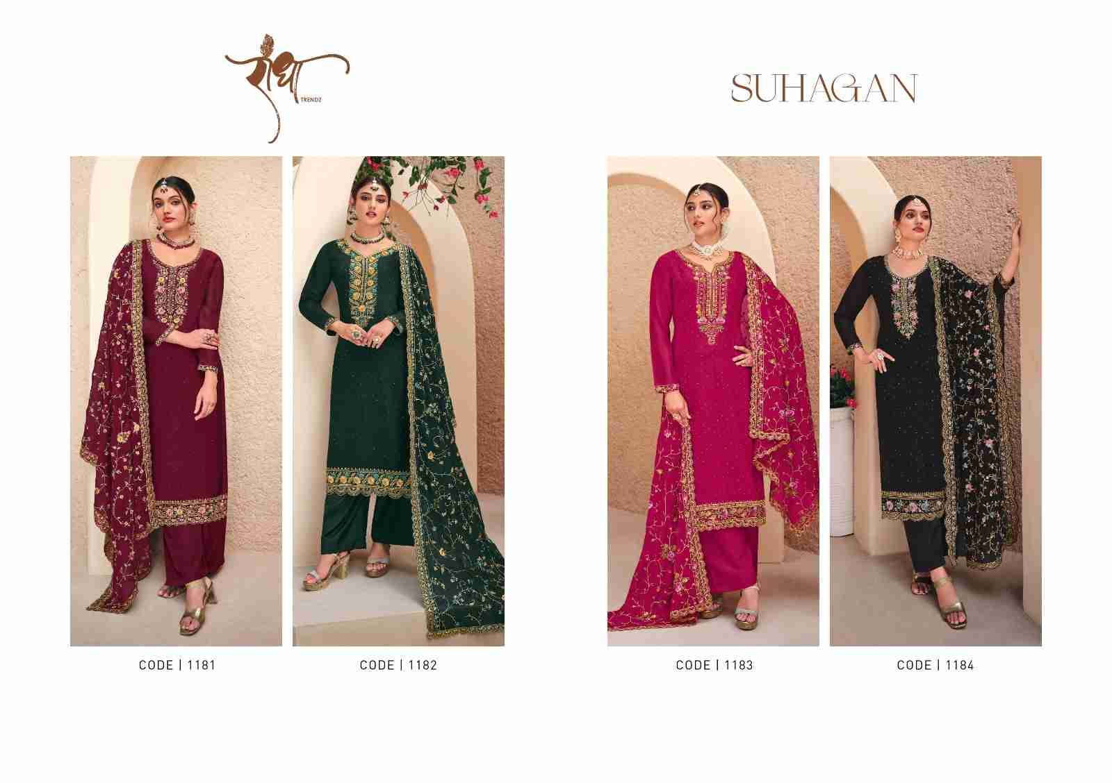 Suhagan By Radha Trends 1181 To 1184 Series Beautiful Festive Suits Colorful Stylish Fancy Casual Wear & Ethnic Wear Georgette Embroidered Dresses At Wholesale Price