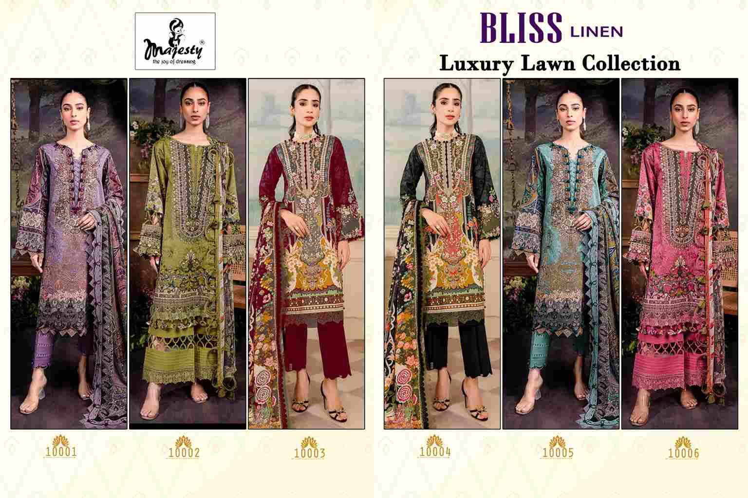 Bliss Linen By Majesty 10001 To 10006 Series Beautiful Pakistani Suits Colorful Stylish Fancy Casual Wear & Ethnic Wear Pure Cambric Cotton Embroidered Dresses At Wholesale Price