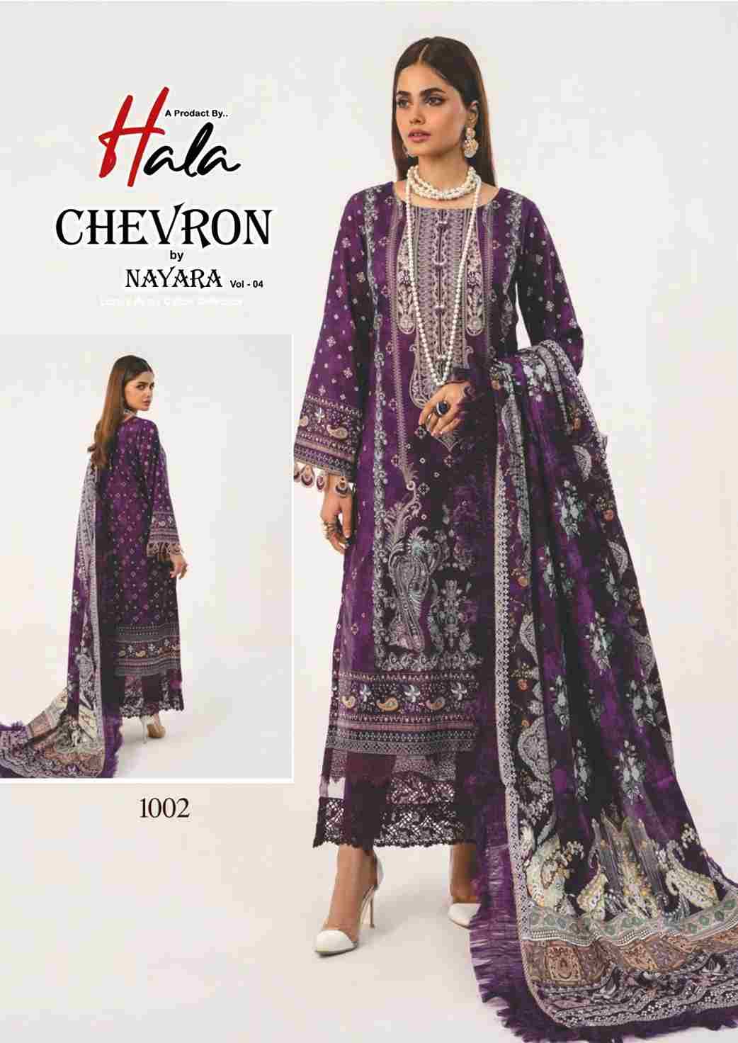 Chevron Vol-4 By Hala 1001 To 1006 Series Beautiful Festive Suits Colorful Stylish Fancy Casual Wear & Ethnic Wear Cotton Print Dresses At Wholesale Price