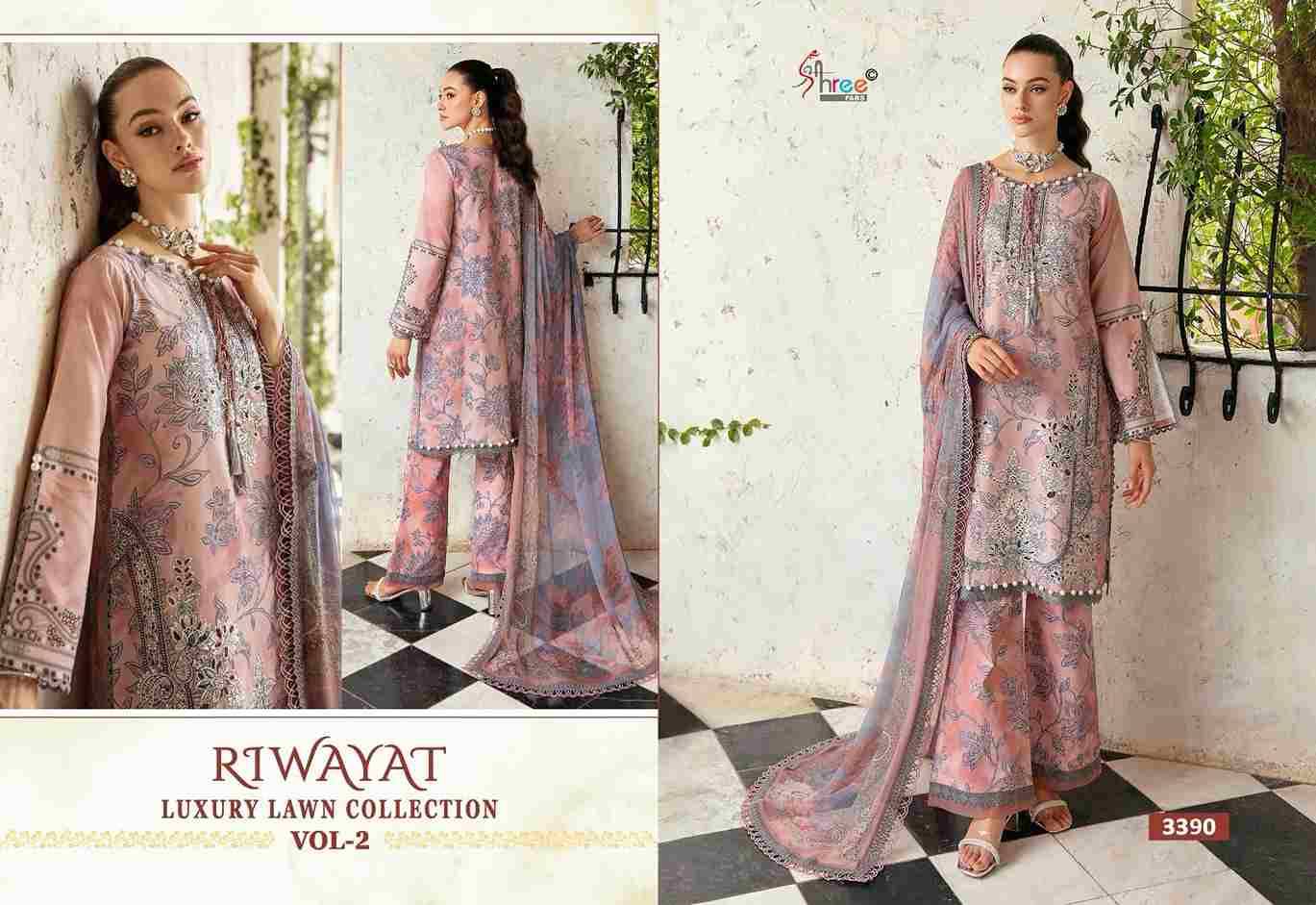 Riwayat Luxury Lawn Collection Vol-2 By Shree Fabs 3390 To 3396 Series Designer Pakistani Suits Beautiful Fancy Stylish Colorful Party Wear & Occasional Wear Pure Lawn Cotton Dresses At Wholesale Price
