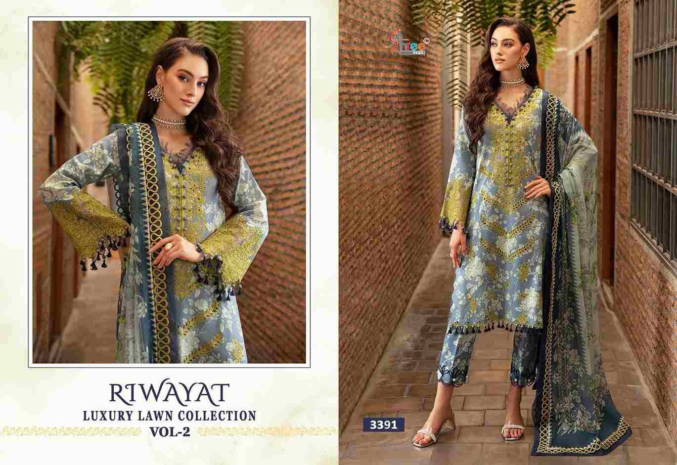 Riwayat Luxury Lawn Collection Vol-2 By Shree Fabs 3390 To 3396 Series Designer Pakistani Suits Beautiful Fancy Stylish Colorful Party Wear & Occasional Wear Pure Lawn Cotton Dresses At Wholesale Price