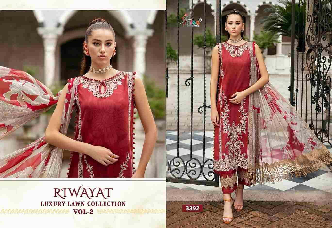 Riwayat Luxury Lawn Collection Vol-2 By Shree Fabs 3390 To 3396 Series Designer Pakistani Suits Beautiful Fancy Stylish Colorful Party Wear & Occasional Wear Pure Lawn Cotton Dresses At Wholesale Price