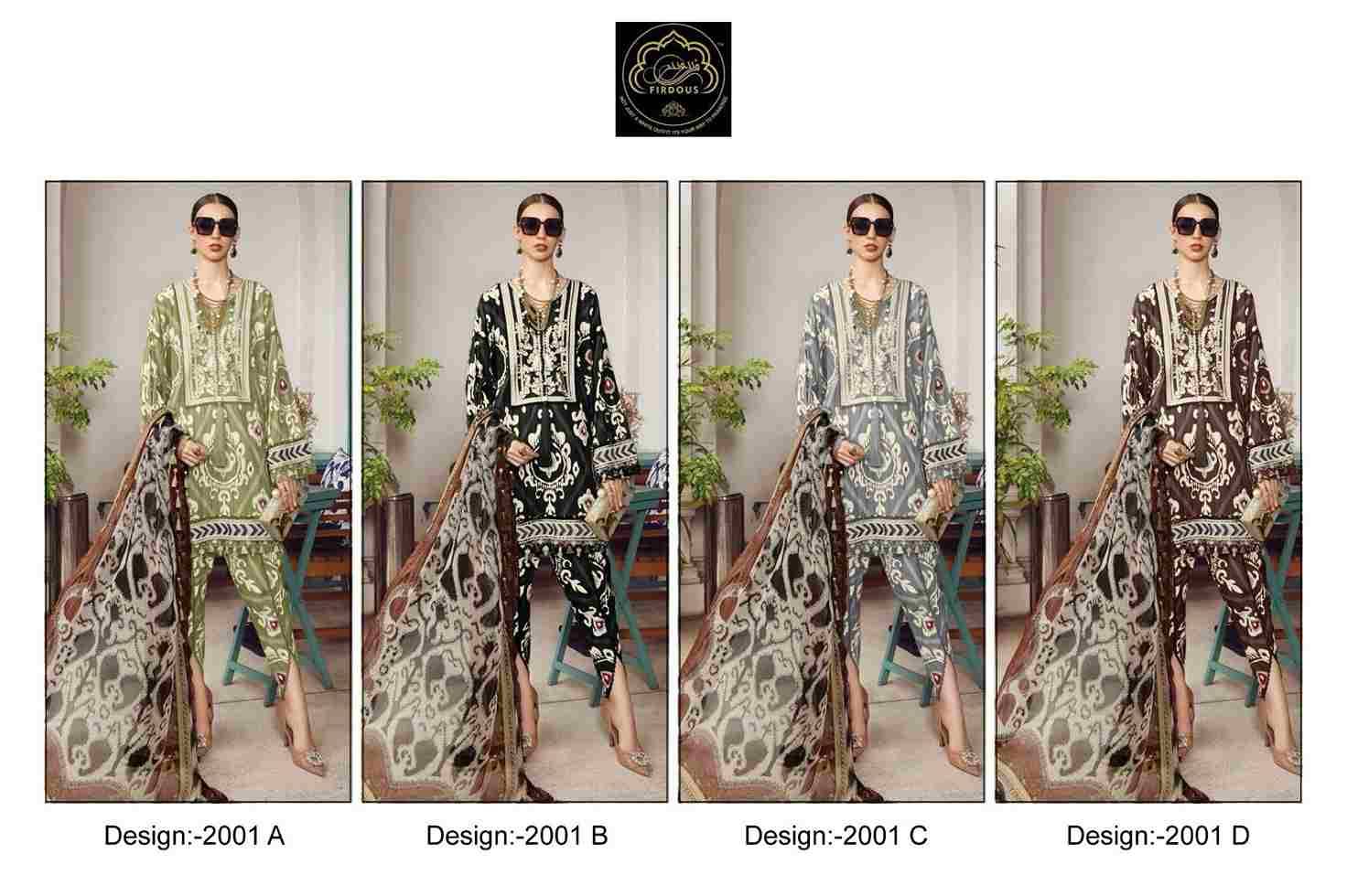 Mprint Vol-2 By Firdous 2001-A To 2001-D Series Beautiful Pakistani Suits Colorful Stylish Fancy Casual Wear & Ethnic Wear Pure Cotton With Embroidered Dresses At Wholesale Price
