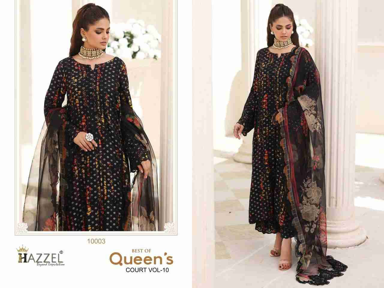 Best Of Queens Court Vol-10 By Hazzel 10001 To 10004 Series Designer Festive Pakistani Suits Collection Beautiful Stylish Fancy Colorful Party Wear & Occasional Wear Heavy Cotton Print With Patch Work Dresses At Wholesale Price