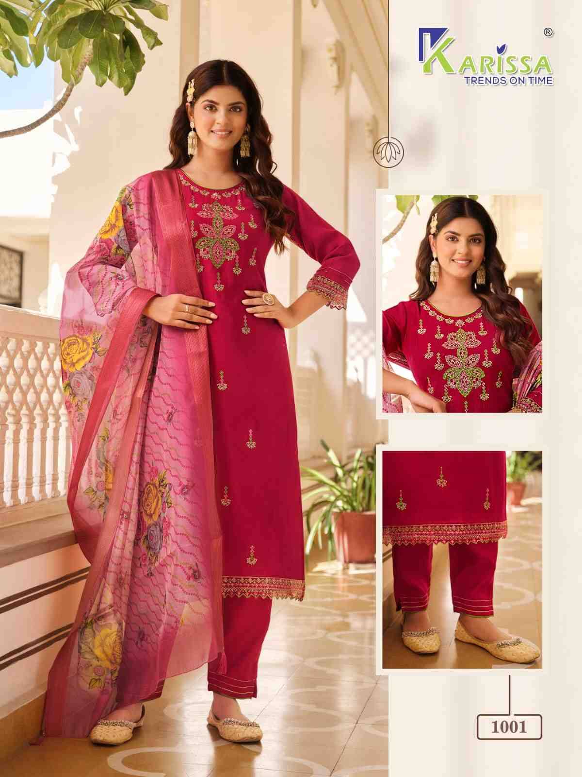 Bandhej By Karissa 1001 To 1004 Series Beautiful Festive Suits Colorful Stylish Fancy Casual Wear & Ethnic Wear Viscose Silk Embroidered Dresses At Wholesale Price