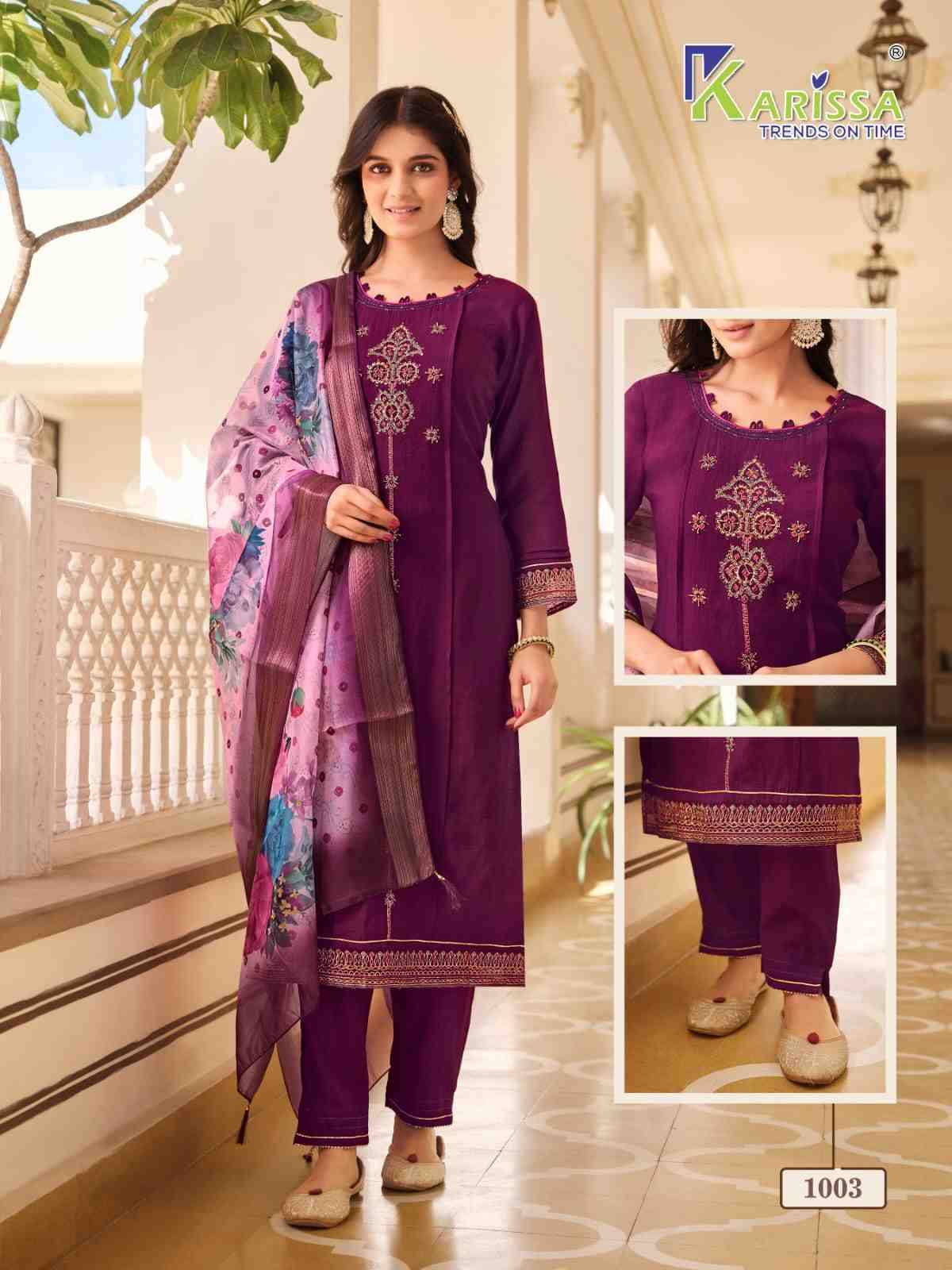 Bandhej By Karissa 1001 To 1004 Series Beautiful Festive Suits Colorful Stylish Fancy Casual Wear & Ethnic Wear Viscose Silk Embroidered Dresses At Wholesale Price
