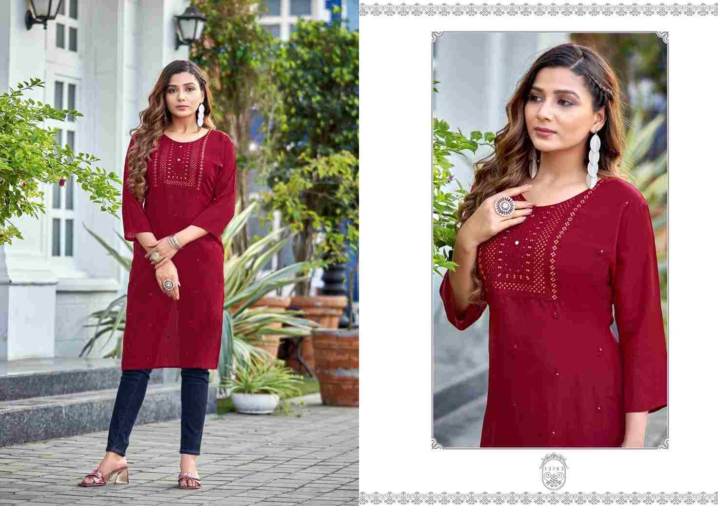Priya By Kalaroop 13762 To 13769 Series Designer Stylish Fancy Colorful Beautiful Party Wear & Ethnic Wear Collection Heavy Rayon Embroidered Kurtis At Wholesale Price