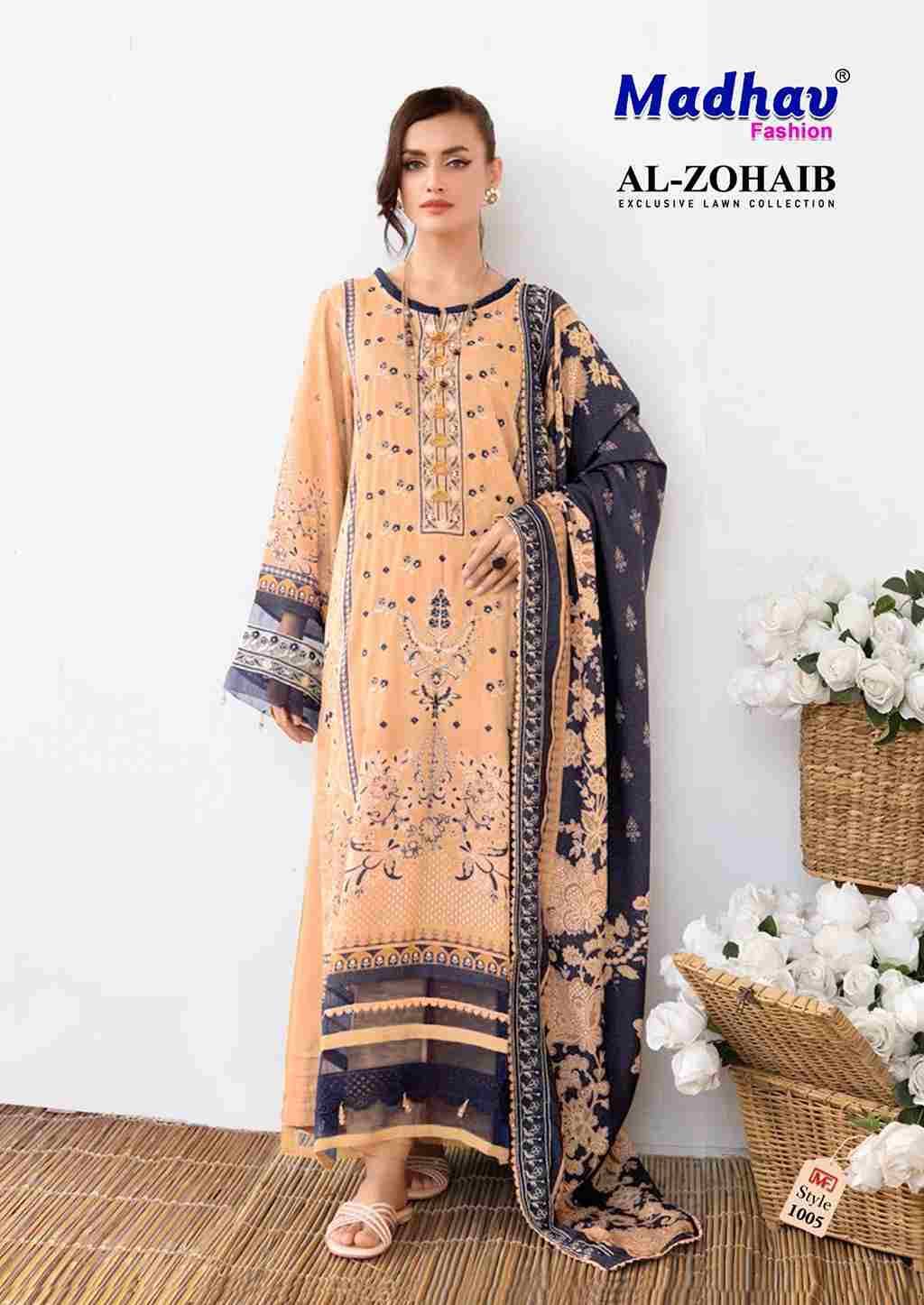 Al-Zohaib Vol-1 By Madhav Fashion 1001 To 1006 Series Beautiful Festive Suits Colorful Stylish Fancy Casual Wear & Ethnic Wear Pure Lawn Cotton Embroidered Dresses At Wholesale Price