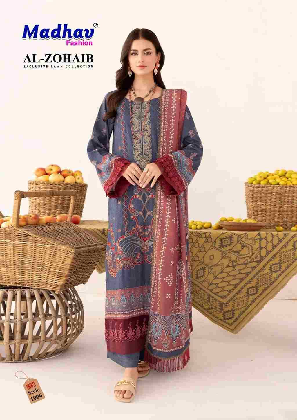 Al-Zohaib Vol-1 By Madhav Fashion 1001 To 1006 Series Beautiful Festive Suits Colorful Stylish Fancy Casual Wear & Ethnic Wear Pure Lawn Cotton Embroidered Dresses At Wholesale Price