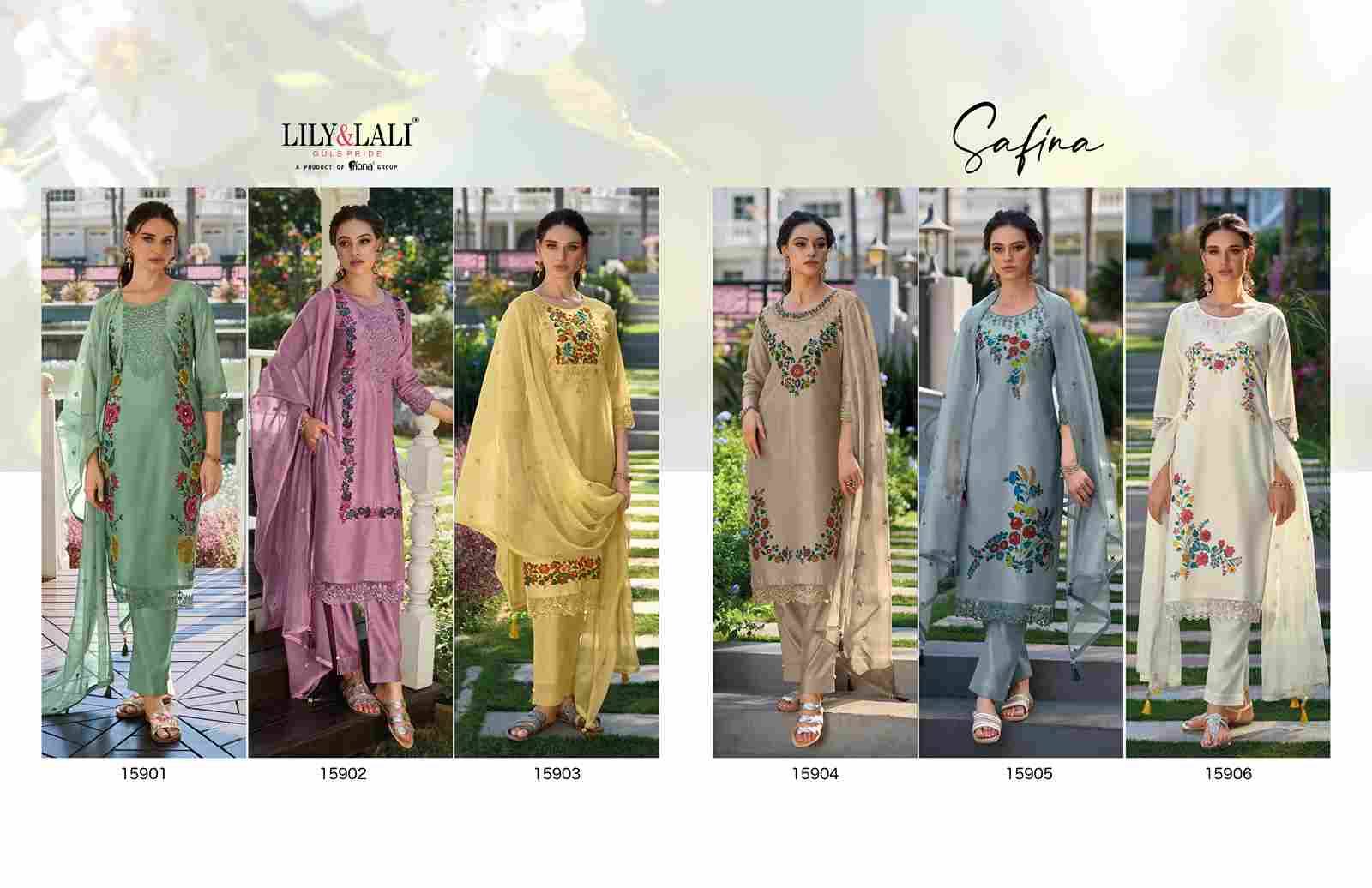 Safina By Lily And Lali 15901 To 15906 Series Beautiful Stylish Festive Suits Fancy Colorful Casual Wear & Ethnic Wear & Ready To Wear Chanderi Silk Dresses At Wholesale Price
