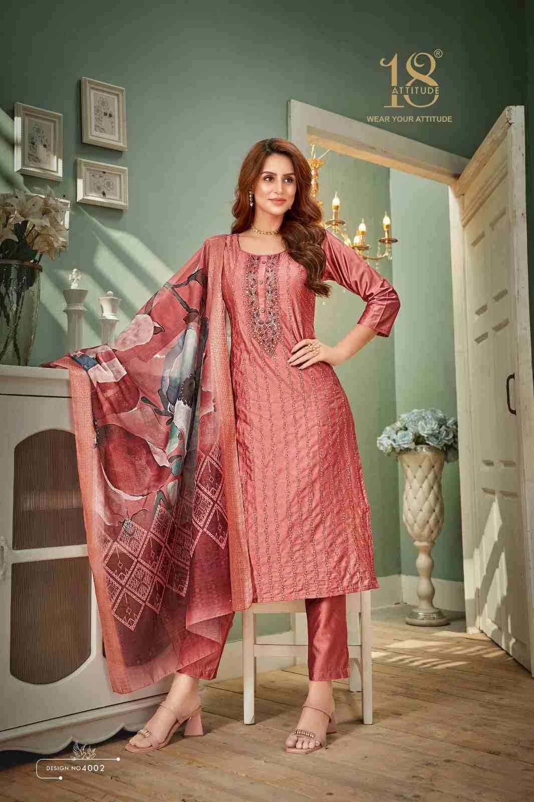 Elite Vol-4 By 18 Attitude 4001 To 4006 Series Beautiful Stylish Festive Suits Fancy Colorful Casual Wear & Ethnic Wear & Ready To Wear Viscose Dresses At Wholesale Price