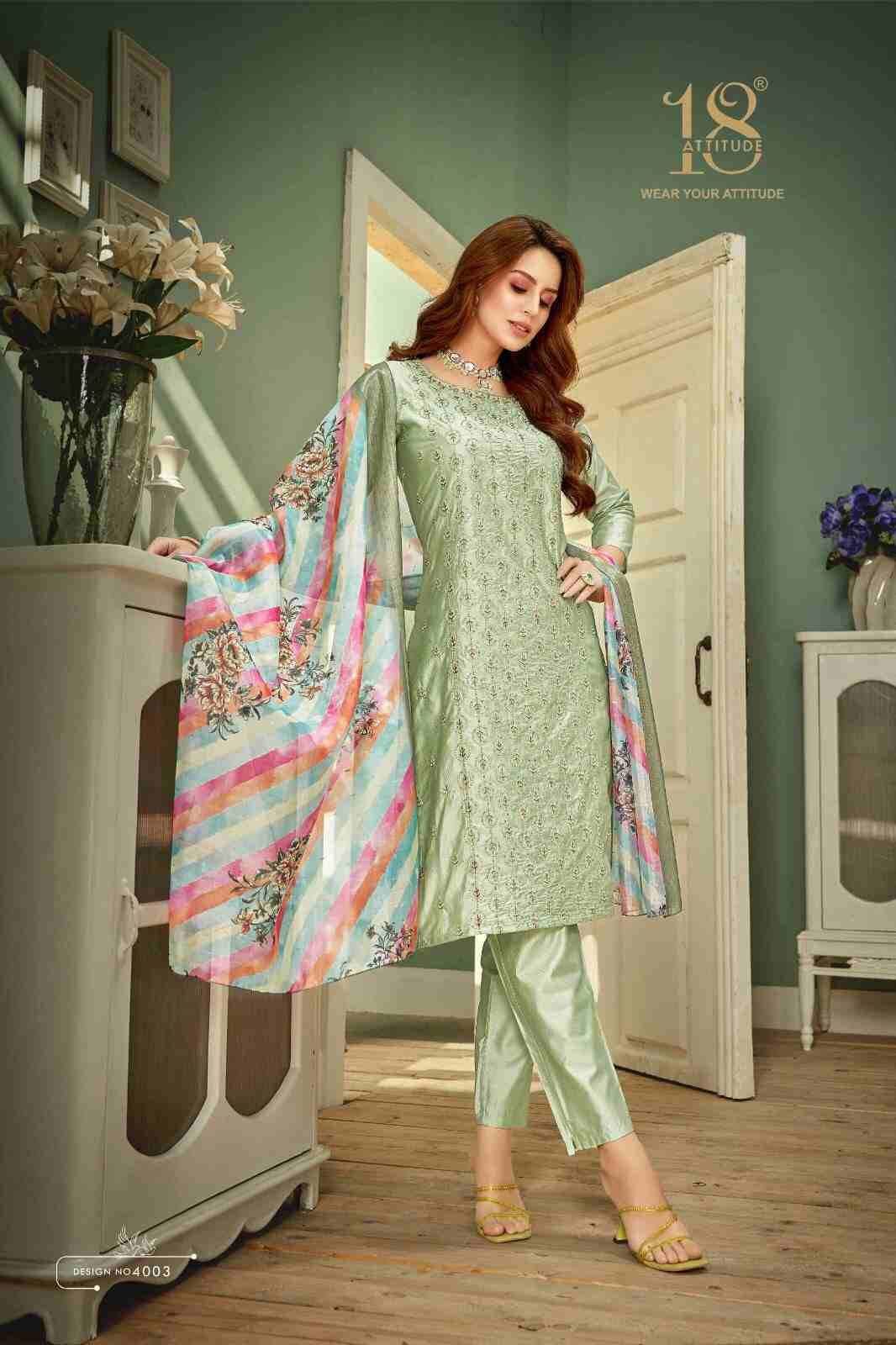 Elite Vol-4 By 18 Attitude 4001 To 4006 Series Beautiful Stylish Festive Suits Fancy Colorful Casual Wear & Ethnic Wear & Ready To Wear Viscose Dresses At Wholesale Price