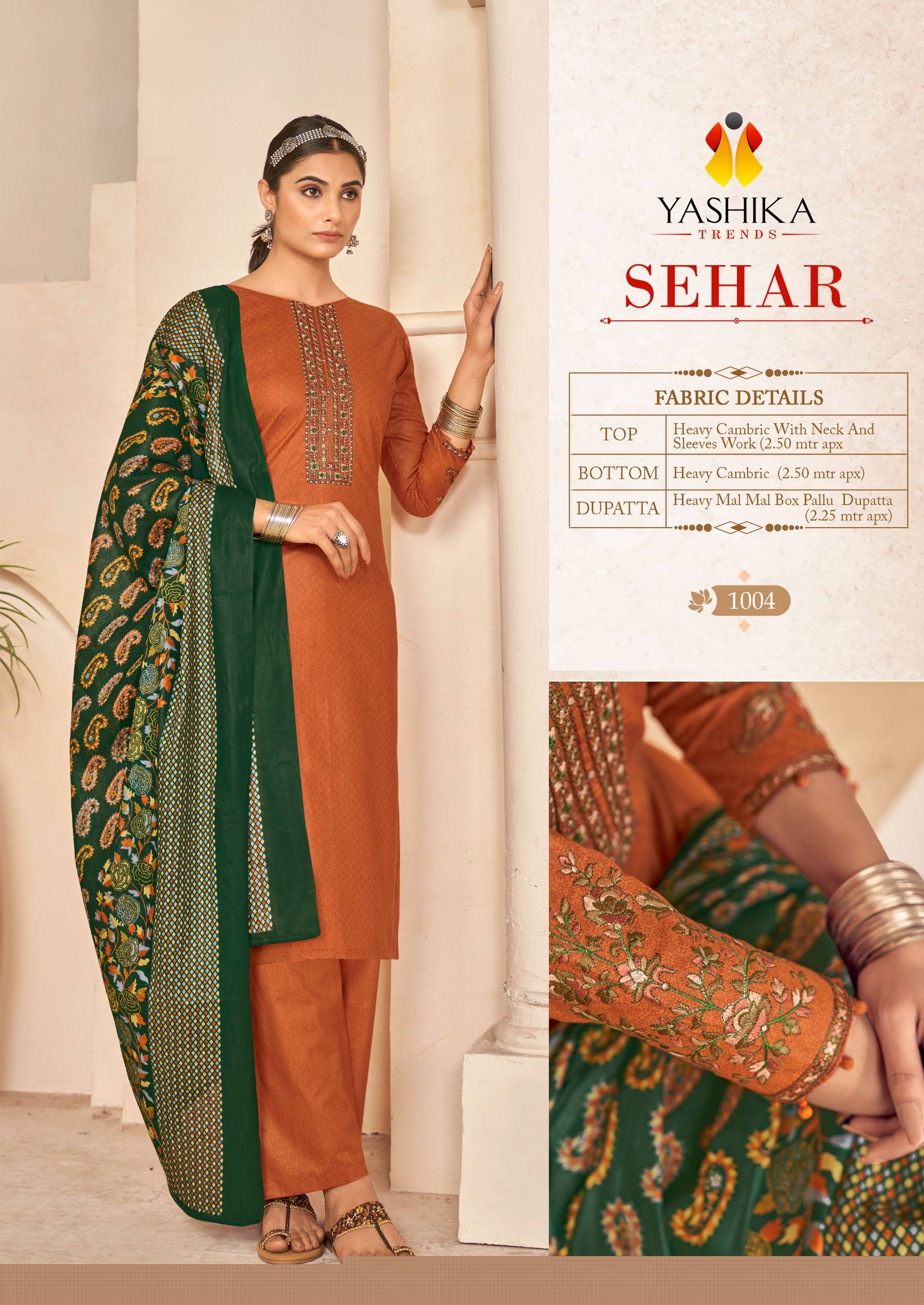 Sehar By Yashika Trends 1001 To 1008 Series Beautiful Stylish Suits Fancy Colorful Casual Wear & Ethnic Wear & Ready To Wear Heavy Cotton Dresses At Wholesale Price