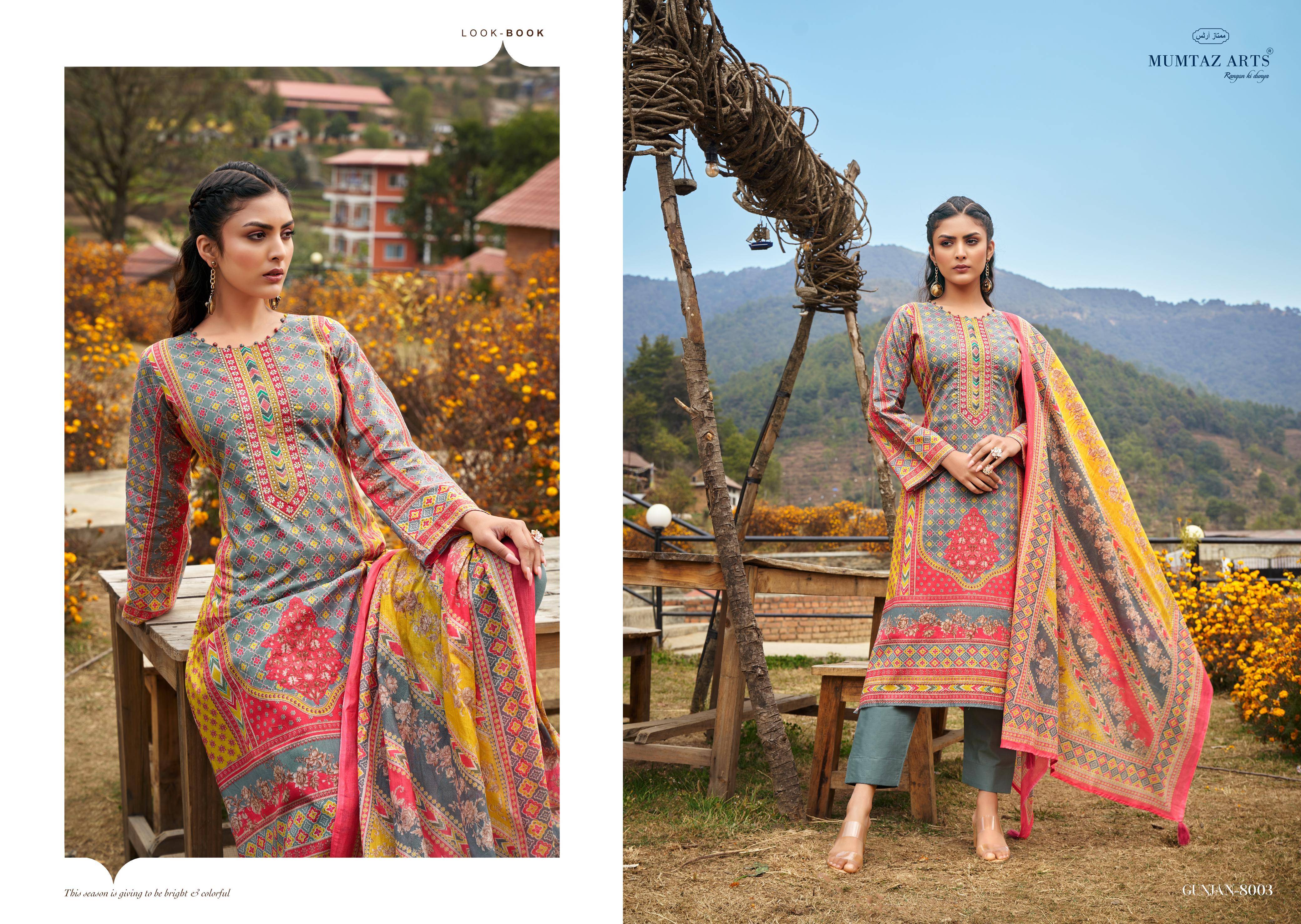 Gunjan By Mumtaz Arts 8001 To 8006 Series Beautiful Festive Suits Colorful Stylish Fancy Casual Wear & Ethnic Wear Pure Lawn Cotton With Embroidered Dresses At Wholesale Price