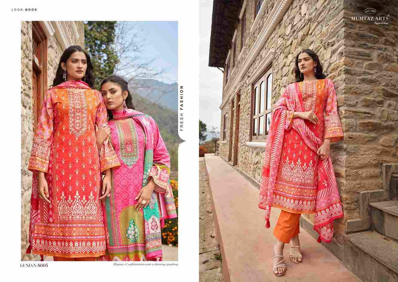 Gunjan By Mumtaz Arts 8001 To 8006 Series Beautiful Festive Suits Colorful Stylish Fancy Casual Wear & Ethnic Wear Pure Lawn Cotton With Embroidered Dresses At Wholesale Price