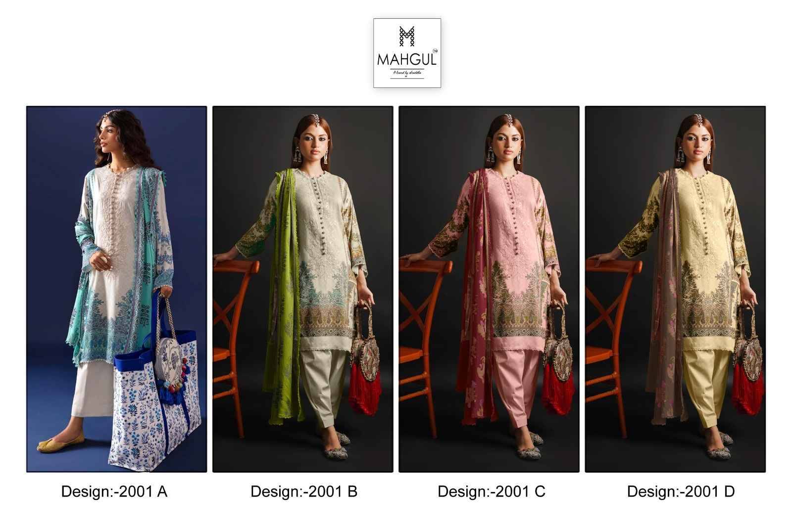 Bin Saeed Vol-2 By Mahgul 2001-A To 2001-D Series Designer Pakistani Suits Beautiful Fancy Stylish Colorful Party Wear & Occasional Wear Pure Lawn Cotton With Embroidery Dresses At Wholesale Price