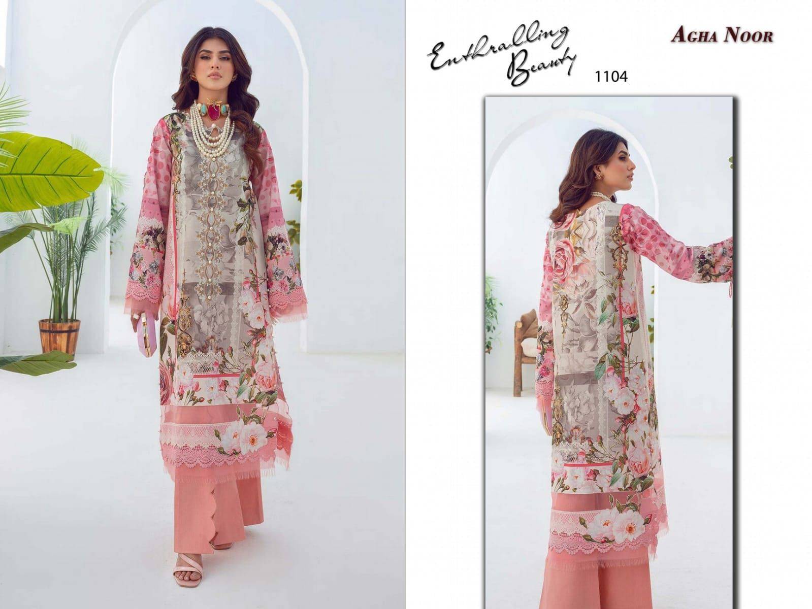 Luxury Lawn Collection Vol-11 By Agha Noor 1101 To 1106 Series Beautiful Pakistani Suits Stylish Fancy Colorful Party Wear & Occasional Wear Lawn Cotton Dresses At Wholesale Price