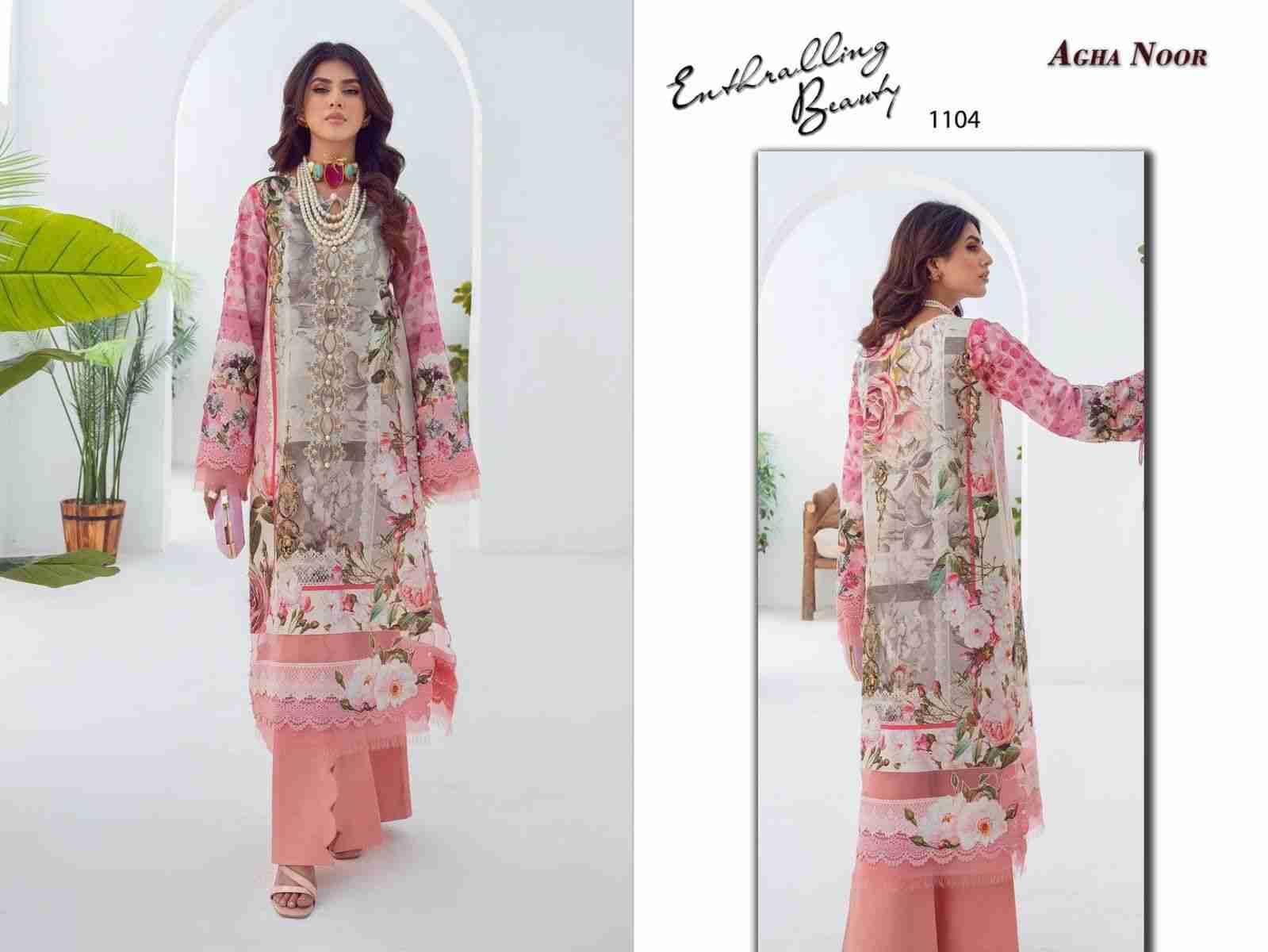 Luxury Lawn Collection Vol-11 By Agha Noor 1101 To 1106 Series Beautiful Pakistani Suits Stylish Fancy Colorful Party Wear & Occasional Wear Lawn Cotton Dresses At Wholesale Price