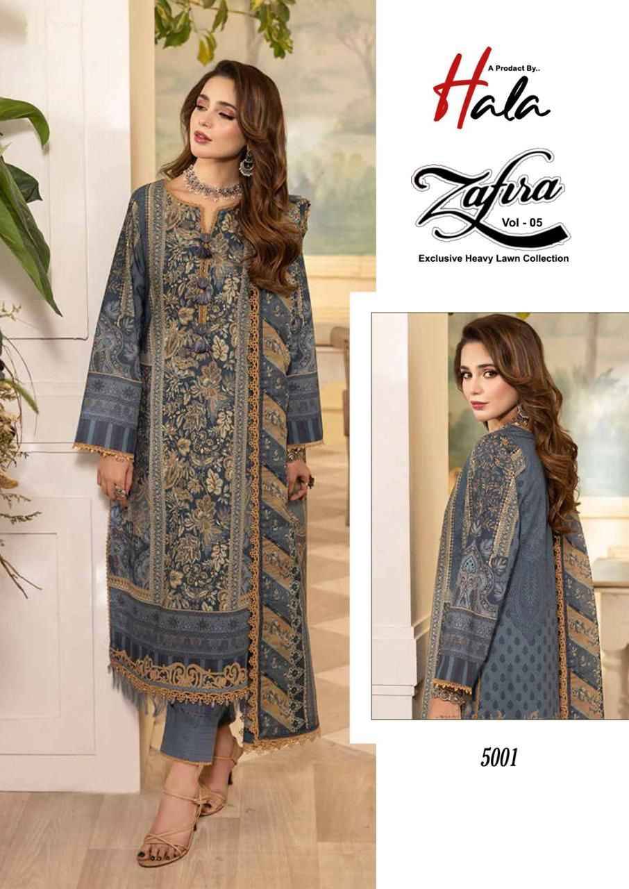Zafira Vol-5 By Hala 5001 To 5006 Series Beautiful Festive Suits Stylish Fancy Colorful Casual Wear & Ethnic Wear Lawn Cotton Print Dresses At Wholesale Price