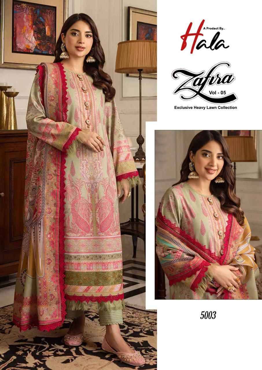 Zafira Vol-5 By Hala 5001 To 5006 Series Beautiful Festive Suits Stylish Fancy Colorful Casual Wear & Ethnic Wear Lawn Cotton Print Dresses At Wholesale Price