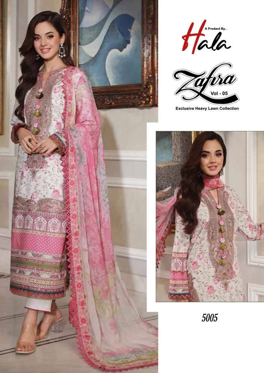Zafira Vol-5 By Hala 5001 To 5006 Series Beautiful Festive Suits Stylish Fancy Colorful Casual Wear & Ethnic Wear Lawn Cotton Print Dresses At Wholesale Price