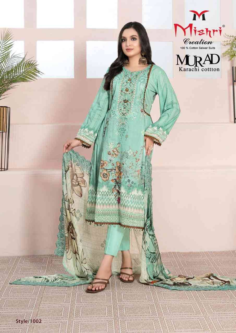 Murad By Mishri 1001 To 1006 Series Beautiful Festive Suits Colorful Stylish Fancy Casual Wear & Ethnic Wear Cotton Print Dresses At Wholesale Price